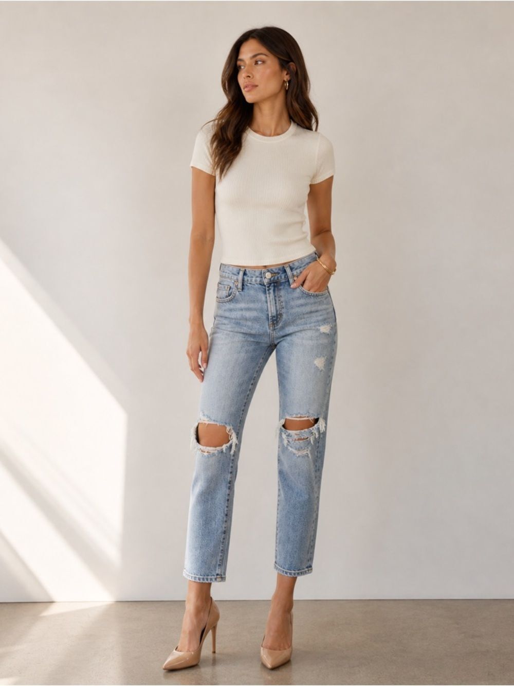 AGOLDE Sophie Mid Rise Distressed Skinny Crop Jeans Size 28 | A018-812